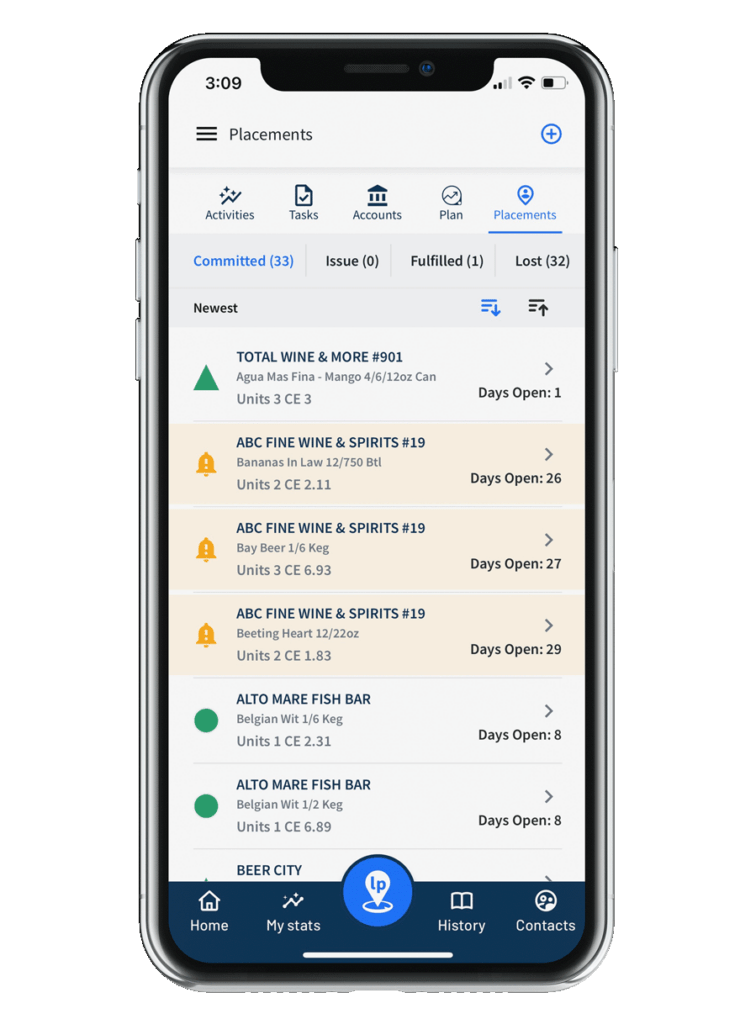 alcohol supplier placement tracker